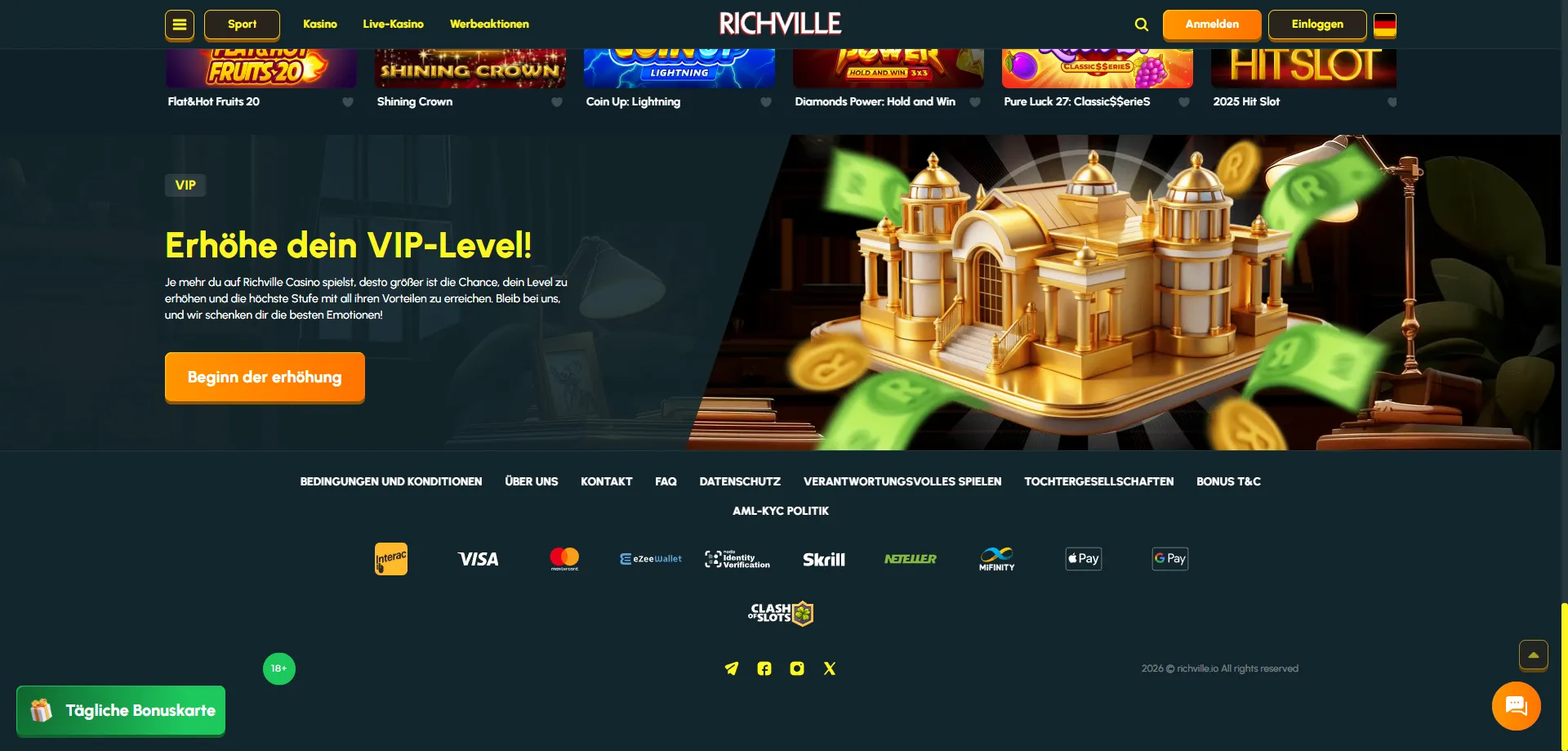 Richville Casino Zahlungsmethoden &ndash; Einzahlung und Auszahlung &Uuml;bersicht
