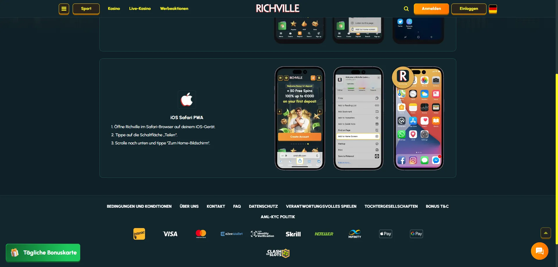 Richville Casino App f&uuml;r Android und iOS &ndash; mobiles Spielen in &Ouml;sterreich