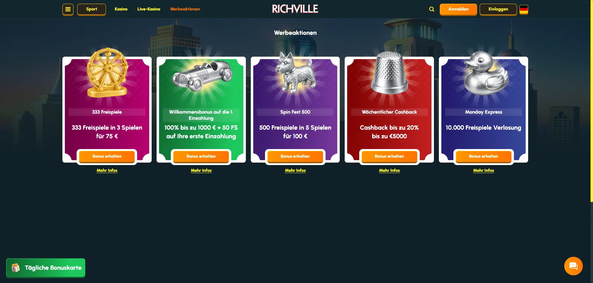 Richville Casino Willkommensbonus 4.000&euro; plus 400 Freispiele f&uuml;r &Ouml;sterreich